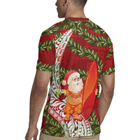 Mele Kalikimaka Hawaii Christmas Maile Lei Rugby Jersey Tropical Santa LT7 - Polynesian Pride