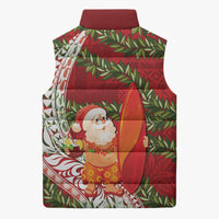 Mele Kalikimaka Hawaii Christmas Maile Lei Sleeveless Puffer Jacket Tropical Santa LT7 - Polynesian Pride