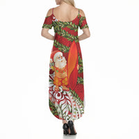 Mele Kalikimaka Hawaii Christmas Maile Lei Summer Maxi Dress Tropical Santa LT7 - Polynesian Pride