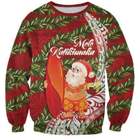 Mele Kalikimaka Hawaii Christmas Maile Lei Sweatshirt Tropical Santa LT7 Unisex Red - Polynesian Pride