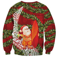 Mele Kalikimaka Hawaii Christmas Maile Lei Sweatshirt Tropical Santa LT7 - Polynesian Pride