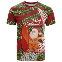 Mele Kalikimaka Hawaii Christmas Maile Lei T Shirt Tropical Santa LT7 Red - Polynesian Pride