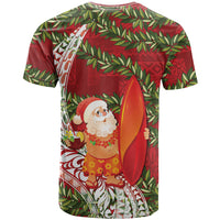 Mele Kalikimaka Hawaii Christmas Maile Lei T Shirt Tropical Santa LT7 - Polynesian Pride