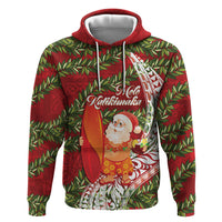 Mele Kalikimaka Hawaii Christmas Maile Lei Zip Hoodie Tropical Santa LT7 Pullover Hoodie Red - Polynesian Pride