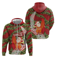 Mele Kalikimaka Hawaii Christmas Maile Lei Zip Hoodie Tropical Santa LT7 - Polynesian Pride