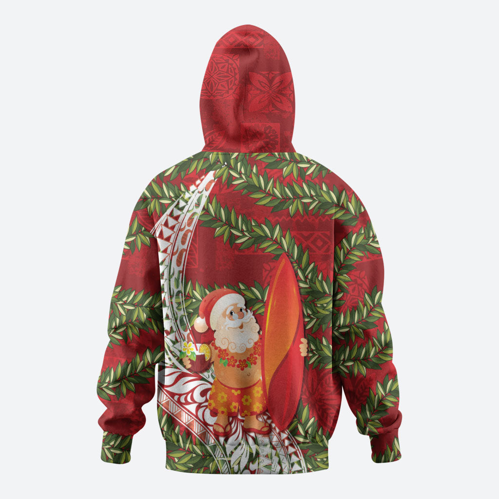 Mele Kalikimaka Hawaii Christmas Maile Lei Zip Hoodie Tropical Santa LT7 - Polynesian Pride