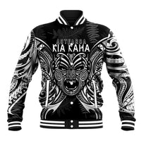 New Zealand Rugby Baseball Jacket 2023 World Cup Aotearoa Haka Face LT7 Unisex Black - Polynesian Pride