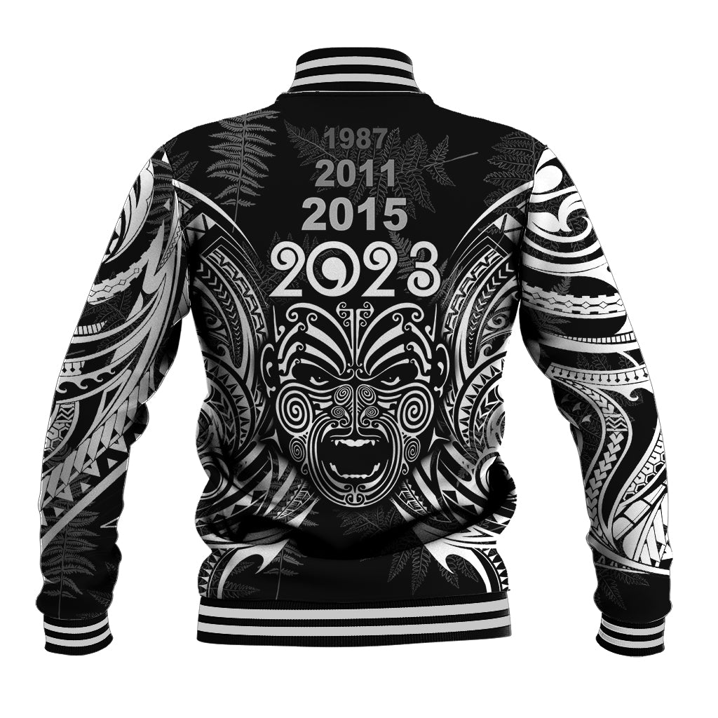 New Zealand Rugby Baseball Jacket 2023 World Cup Aotearoa Haka Face LT7 - Polynesian Pride