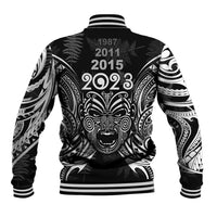 New Zealand Rugby Baseball Jacket 2023 World Cup Aotearoa Haka Face LT7 - Polynesian Pride