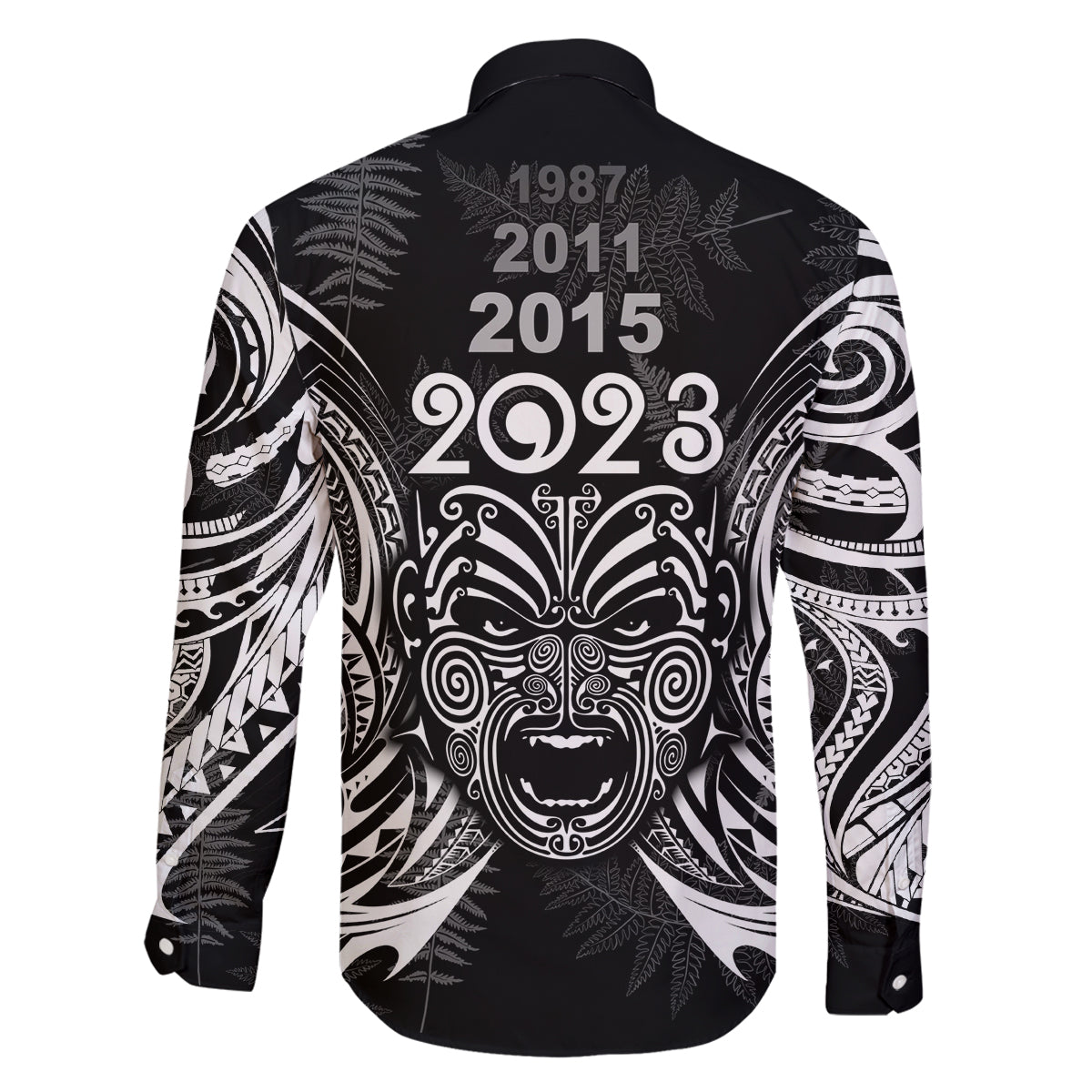 New Zealand Rugby Family Matching Long Sleeve Bodycon Dress and Hawaiian Shirt 2023 World Cup Aotearoa Haka Face LT7 - Polynesian Pride