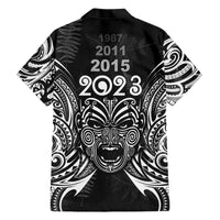 New Zealand Rugby Family Matching Short Sleeve Bodycon Dress and Hawaiian Shirt 2023 World Cup Aotearoa Haka Face LT7 - Polynesian Pride