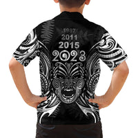 New Zealand Rugby Family Matching Tank Maxi Dress and Hawaiian Shirt 2023 World Cup Aotearoa Haka Face LT7 - Polynesian Pride