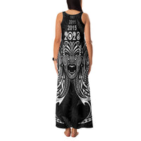 New Zealand Rugby Family Matching Tank Maxi Dress and Hawaiian Shirt 2023 World Cup Aotearoa Haka Face LT7 - Polynesian Pride