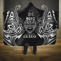 Custom New Zealand Rugby Hooded Blanket 2023 World Cup Aotearoa Haka Face LT7 One Size Black - Polynesian Pride