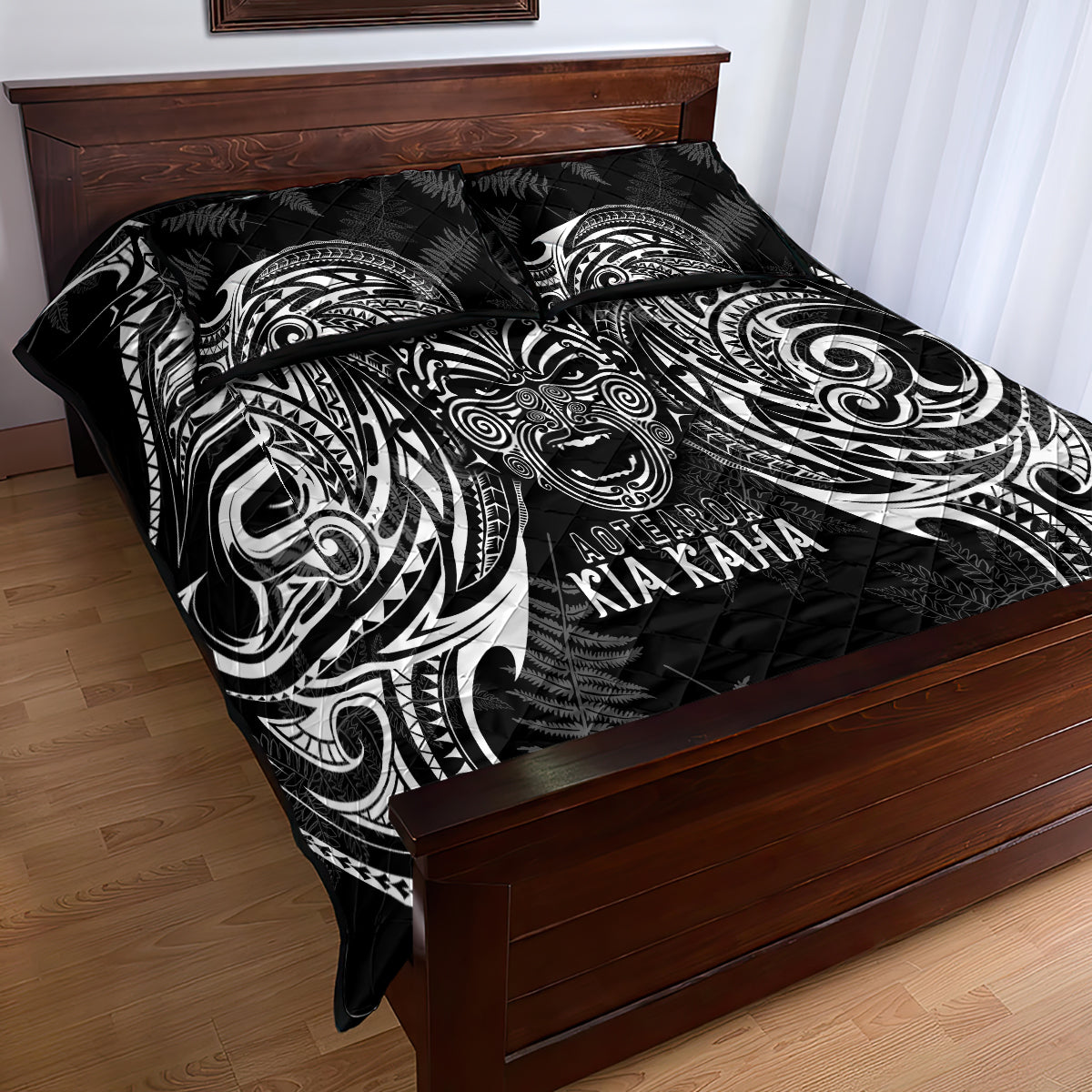 Custom New Zealand Rugby Quilt Bed Set 2023 World Cup Aotearoa Haka Face LT7 - Polynesian Pride