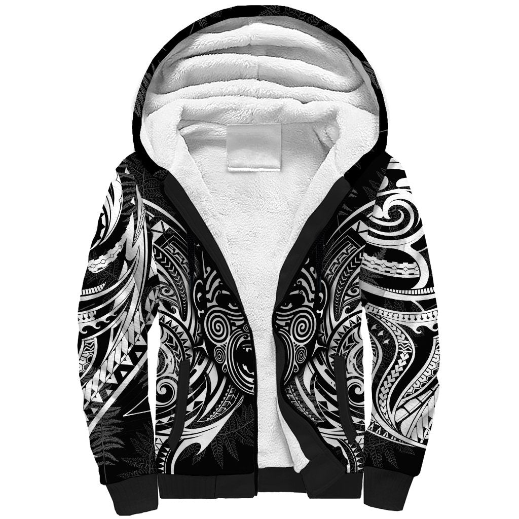 New Zealand Rugby Sherpa Hoodie 2023 World Cup Aotearoa Haka Face LT7 Unisex Black - Polynesian Pride
