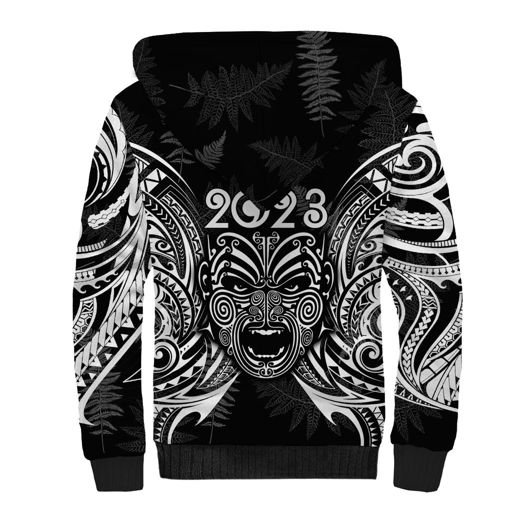 New Zealand Rugby Sherpa Hoodie 2023 World Cup Aotearoa Haka Face LT7 - Polynesian Pride