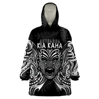 New Zealand Rugby Wearable Blanket Hoodie 2023 World Cup Aotearoa Haka Face LT7 One Size Black - Polynesian Pride