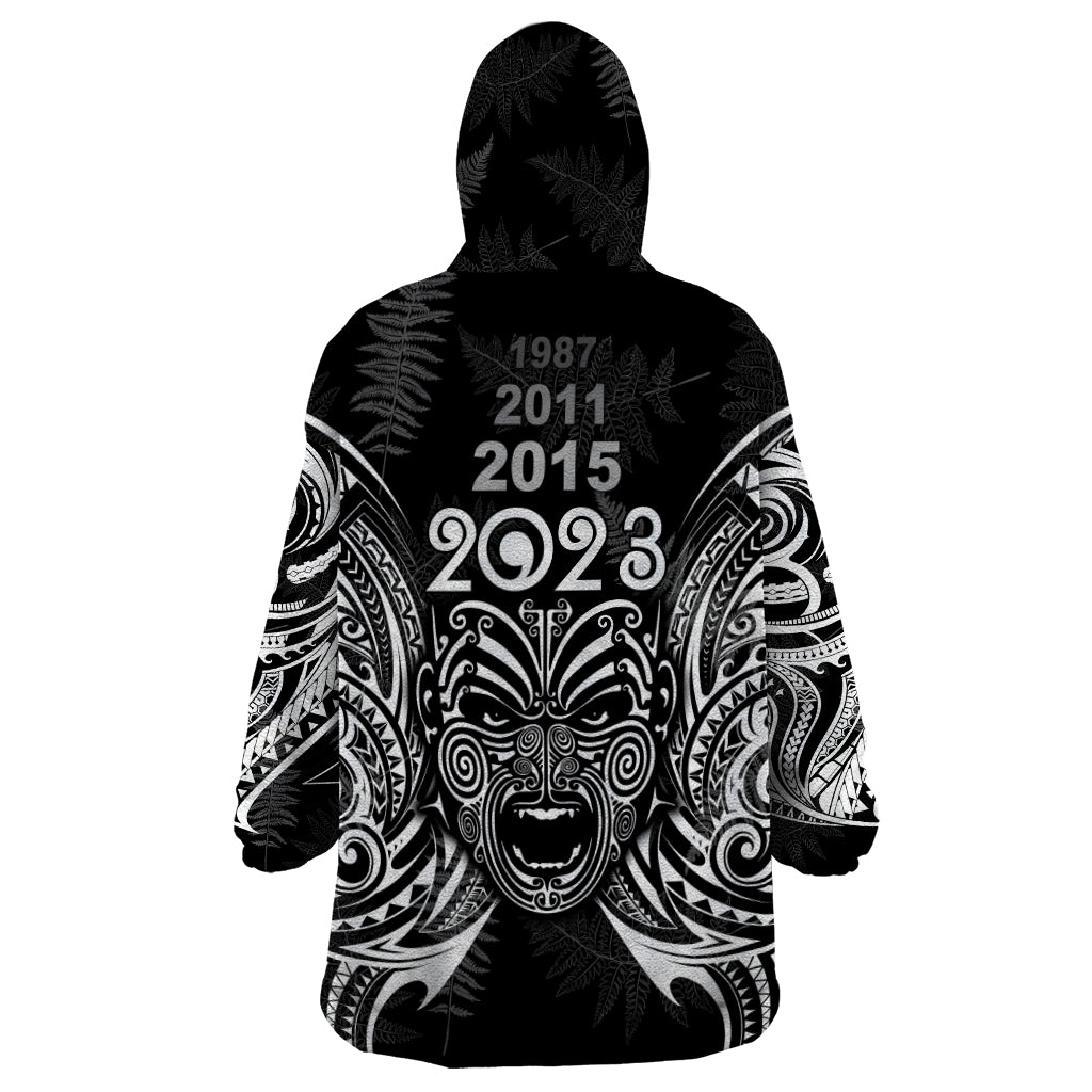 New Zealand Rugby Wearable Blanket Hoodie 2023 World Cup Aotearoa Haka Face LT7 - Polynesian Pride