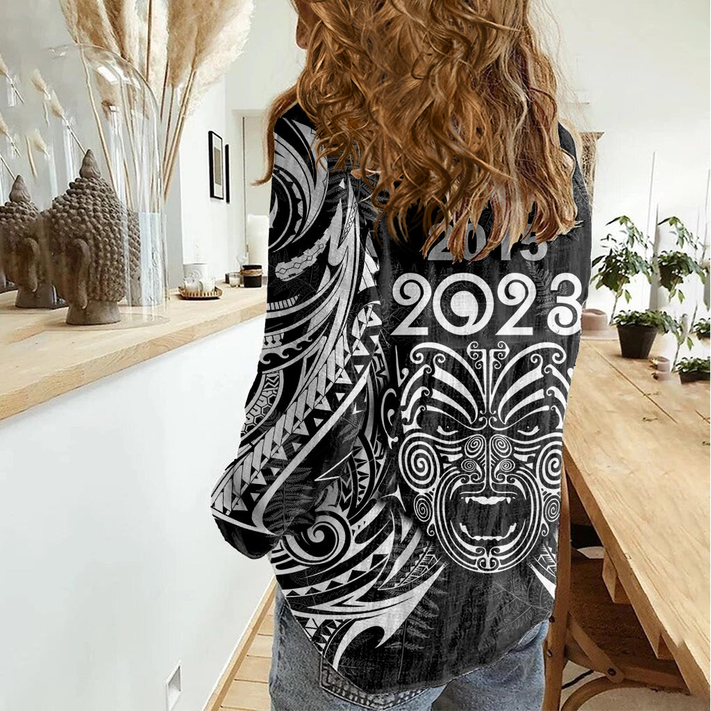 New Zealand Rugby Women Casual Shirt 2023 World Cup Aotearoa Haka Face LT7 - Polynesian Pride