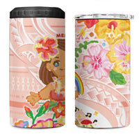 Aloha Hawaii 4 in 1 Can Cooler Tumbler Kawaii Mele Kalikimaka - Pastel Fever LT7 One Size: 16 oz Peach - Polynesian Pride
