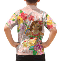 Aloha Hawaii Family Matching Off The Shoulder Long Sleeve Dress and Hawaiian Shirt Kawaii Mele Kalikimaka - Pastel Fever LT7 - Polynesian Pride
