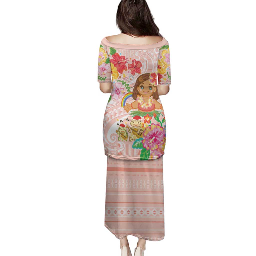 Aloha Hawaii Family Matching Puletasi and Hawaiian Shirt Kawaii Mele Kalikimaka - Pastel Fever LT7 - Polynesian Pride