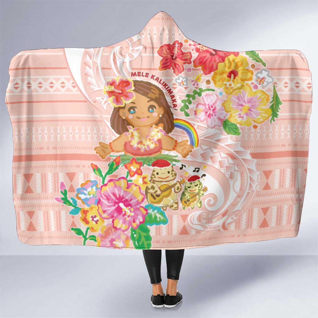 Aloha Hawaii Hooded Blanket Kawaii Mele Kalikimaka - Pastel Fever LT7 One Size Peach - Polynesian Pride