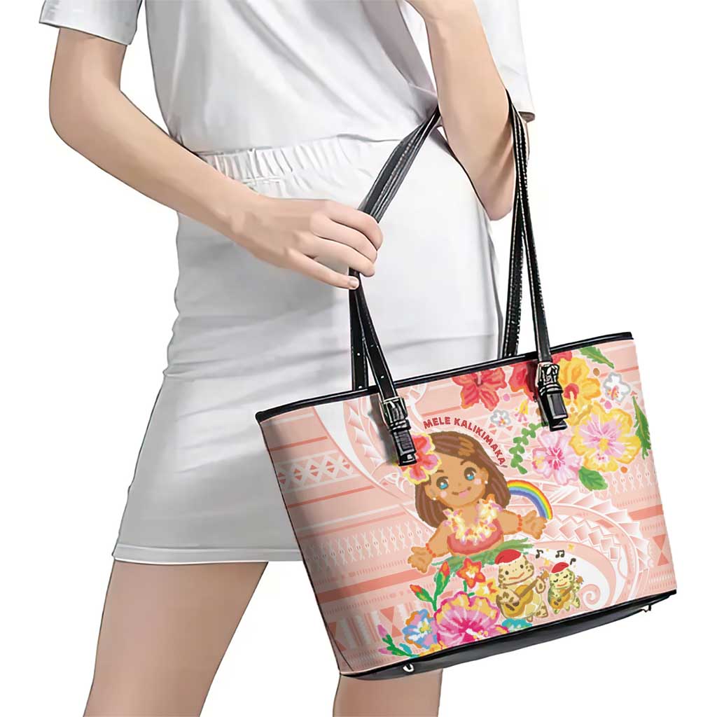 Aloha Hawaii Leather Tote Bag Kawaii Mele Kalikimaka - Pastel Fever LT7 - Polynesian Pride