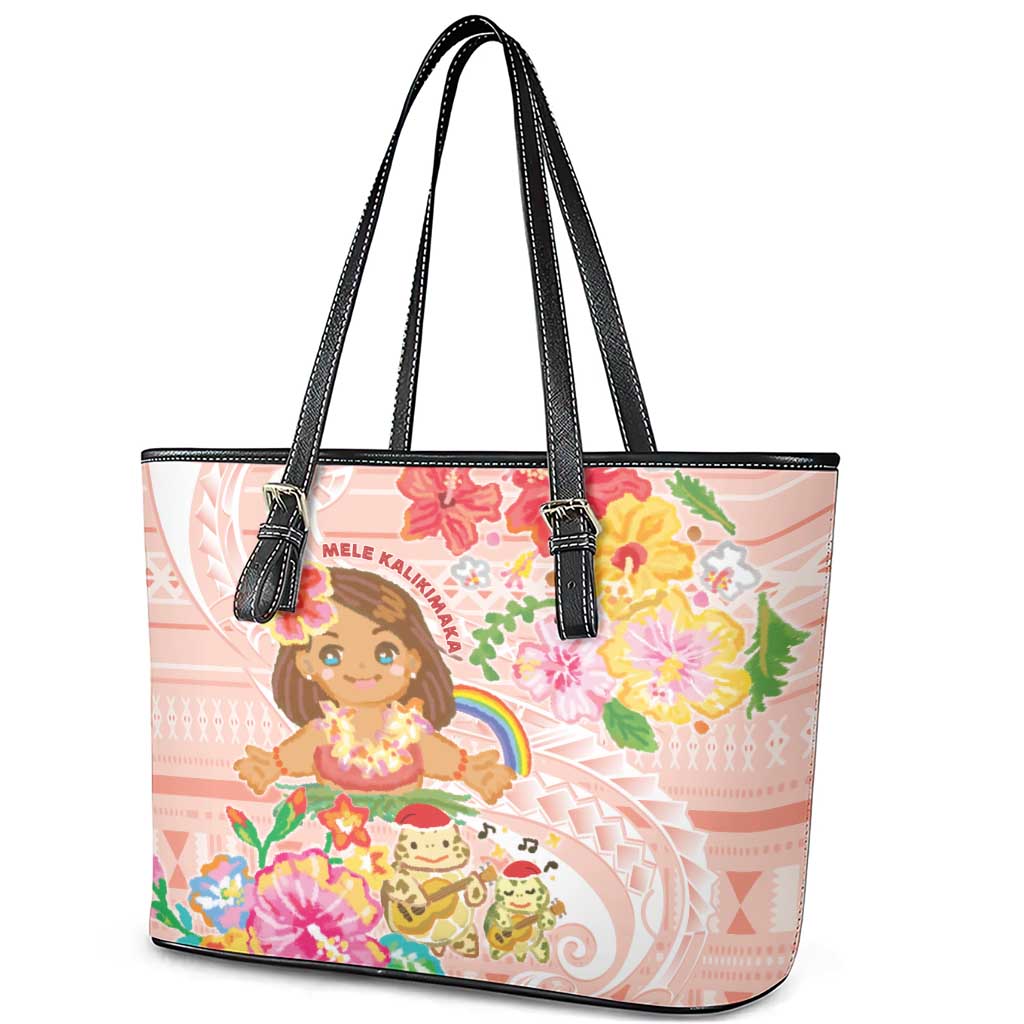 Aloha Hawaii Leather Tote Bag Kawaii Mele Kalikimaka - Pastel Fever LT7 - Polynesian Pride