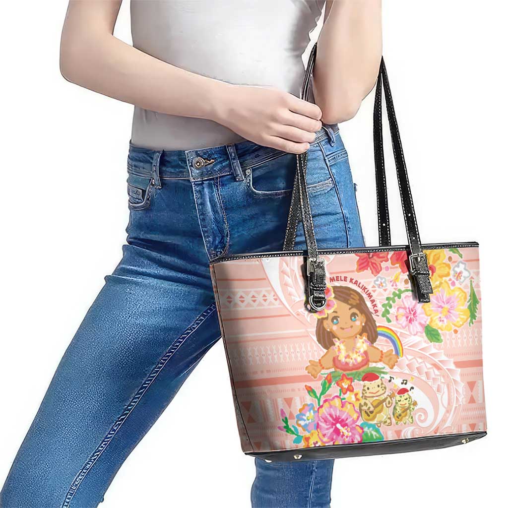 Aloha Hawaii Leather Tote Bag Kawaii Mele Kalikimaka - Pastel Fever LT7 - Polynesian Pride