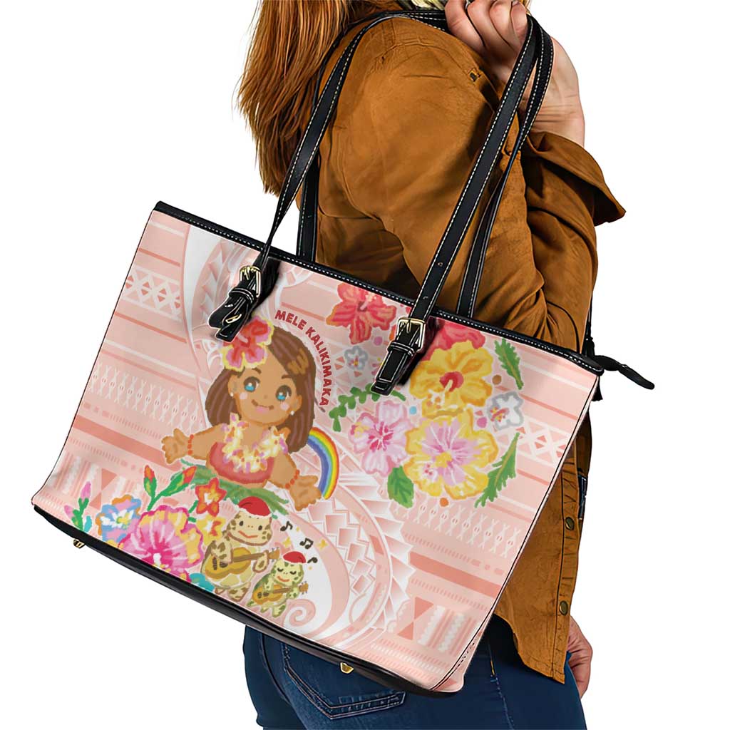 Aloha Hawaii Leather Tote Bag Kawaii Mele Kalikimaka - Pastel Fever LT7 - Polynesian Pride