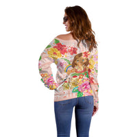 Aloha Hawaii Off Shoulder Sweater Kawaii Mele Kalikimaka - Pastel Fever