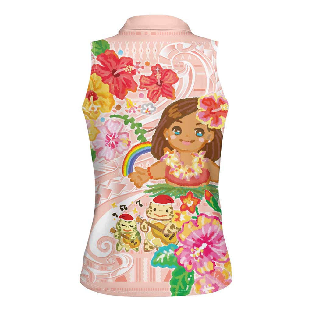 Aloha Hawaii Women Sleeveless Polo Shirt Kawaii Mele Kalikimaka - Pastel Fever LT7 - Polynesian Pride