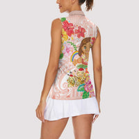 Aloha Hawaii Women Sleeveless Polo Shirt Kawaii Mele Kalikimaka - Pastel Fever LT7 - Polynesian Pride