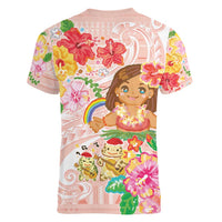 Aloha Hawaii Women V-Neck T-Shirt Kawaii Mele Kalikimaka - Pastel Fever LT7 - Polynesian Pride