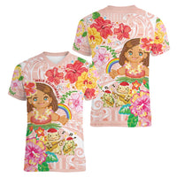 Aloha Hawaii Women V-Neck T-Shirt Kawaii Mele Kalikimaka - Pastel Fever LT7 - Polynesian Pride