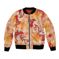 Orange Palaka Hawaii Aloha Bomber Jacket Koi Pond Mix Japanese Maple LT7 Unisex Orange - Polynesian Pride