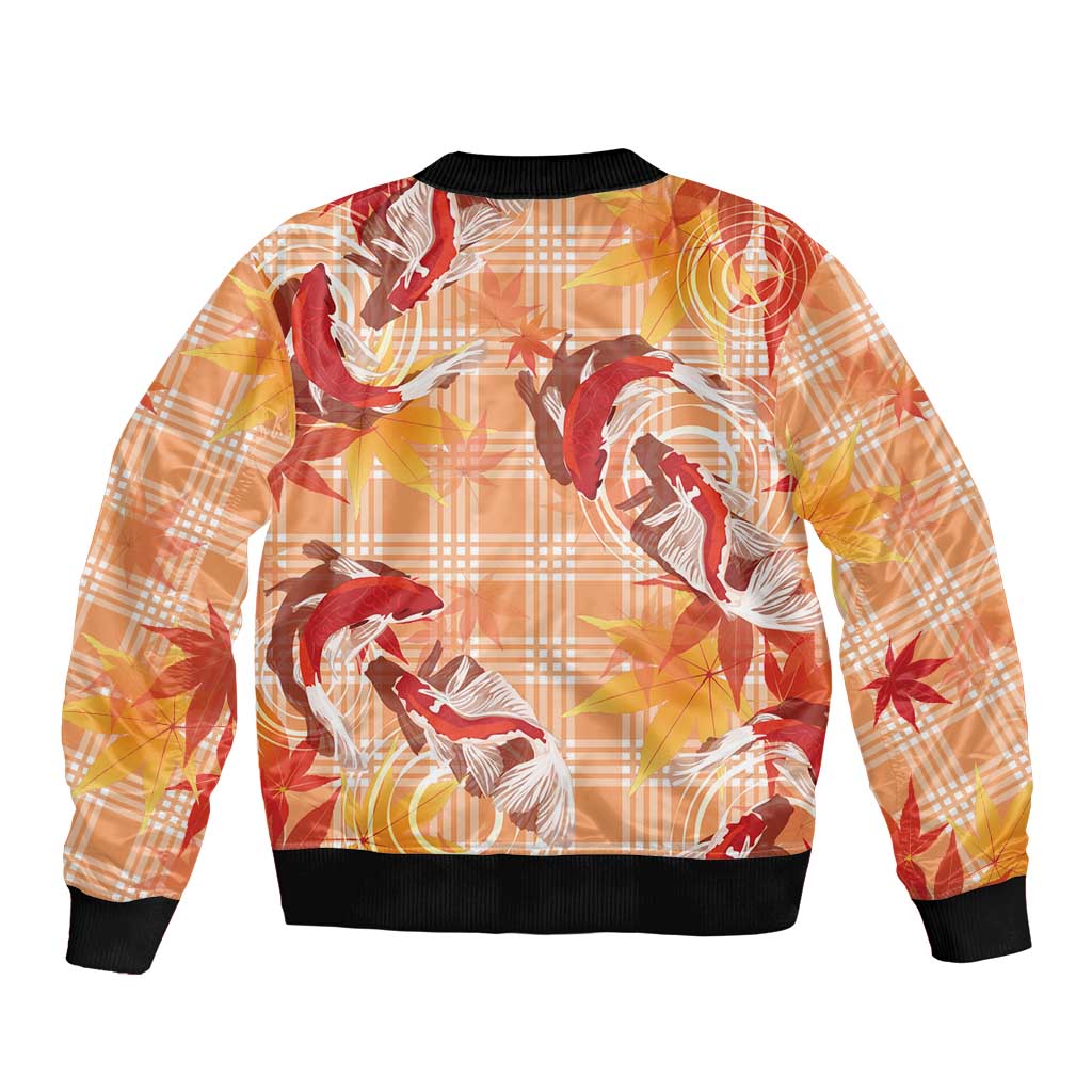 Orange Palaka Hawaii Aloha Bomber Jacket Koi Pond Mix Japanese Maple LT7 - Polynesian Pride