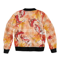 Orange Palaka Hawaii Aloha Bomber Jacket Koi Pond Mix Japanese Maple LT7 - Polynesian Pride