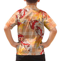 Orange Palaka Hawaii Aloha Family Matching Long Sleeve Bodycon Dress and Hawaiian Shirt Koi Pond Mix Japanese Maple LT7 - Polynesian Pride