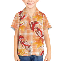 Orange Palaka Hawaii Aloha Family Matching Mermaid Dress and Hawaiian Shirt Koi Pond Mix Japanese Maple LT7 - Polynesian Pride