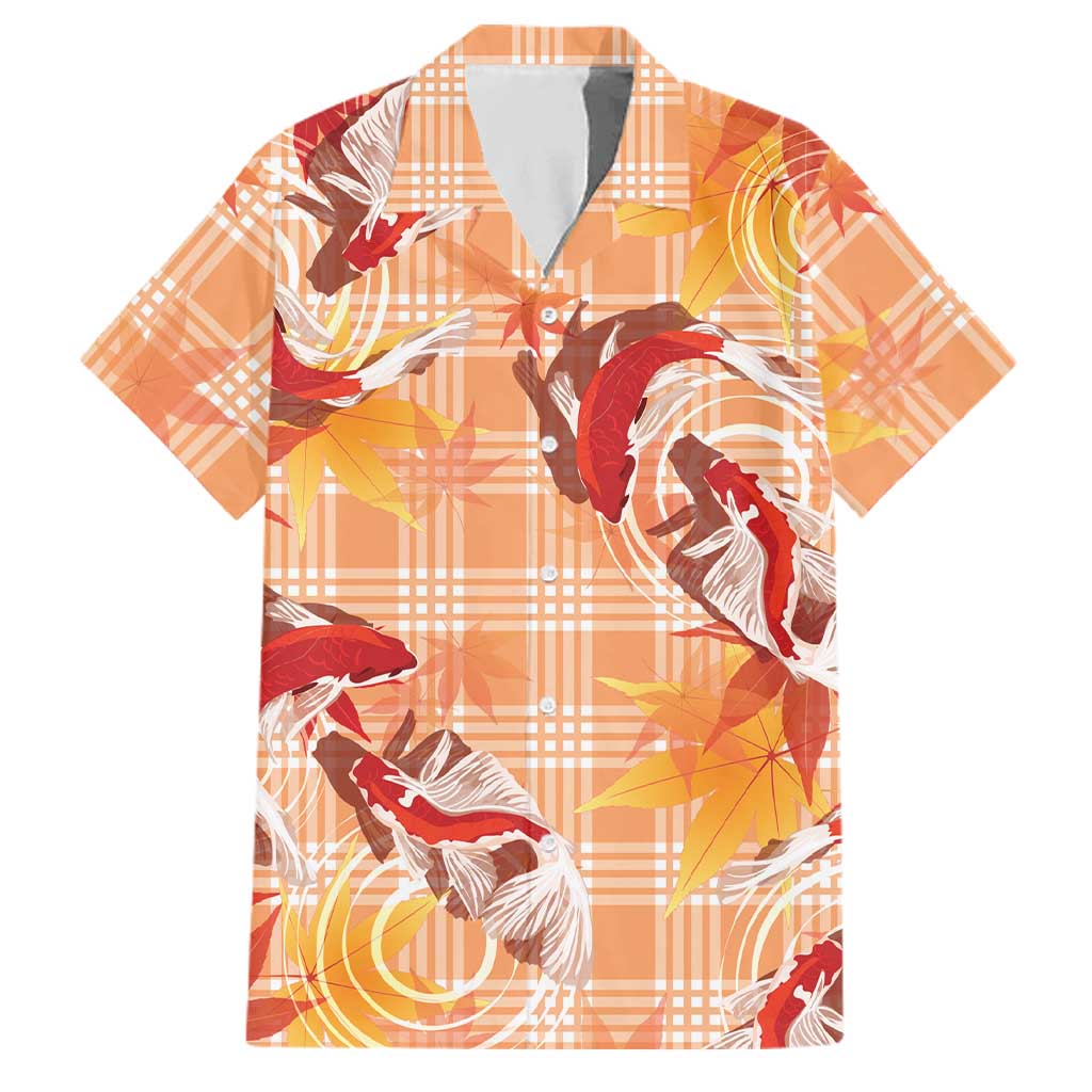 Orange Palaka Hawaii Aloha Family Matching Off Shoulder Maxi Dress and Hawaiian Shirt Koi Pond Mix Japanese Maple LT7 Dad's Shirt - Short Sleeve Orange - Polynesian Pride