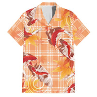 Orange Palaka Hawaii Aloha Family Matching Off Shoulder Short Dress and Hawaiian Shirt Koi Pond Mix Japanese Maple LT7 Dad's Shirt - Short Sleeve Orange - Polynesian Pride
