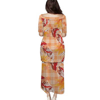 Orange Palaka Hawaii Aloha Family Matching Puletasi and Hawaiian Shirt Koi Pond Mix Japanese Maple LT7 - Polynesian Pride
