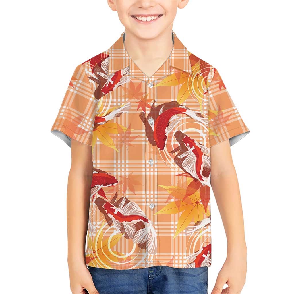 Orange Palaka Hawaii Aloha Family Matching Puletasi and Hawaiian Shirt Koi Pond Mix Japanese Maple LT7 - Polynesian Pride