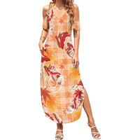 Orange Palaka Hawaii Aloha Family Matching Summer Maxi Dress and Hawaiian Shirt Koi Pond Mix Japanese Maple LT7 Orange - Polynesian Pride