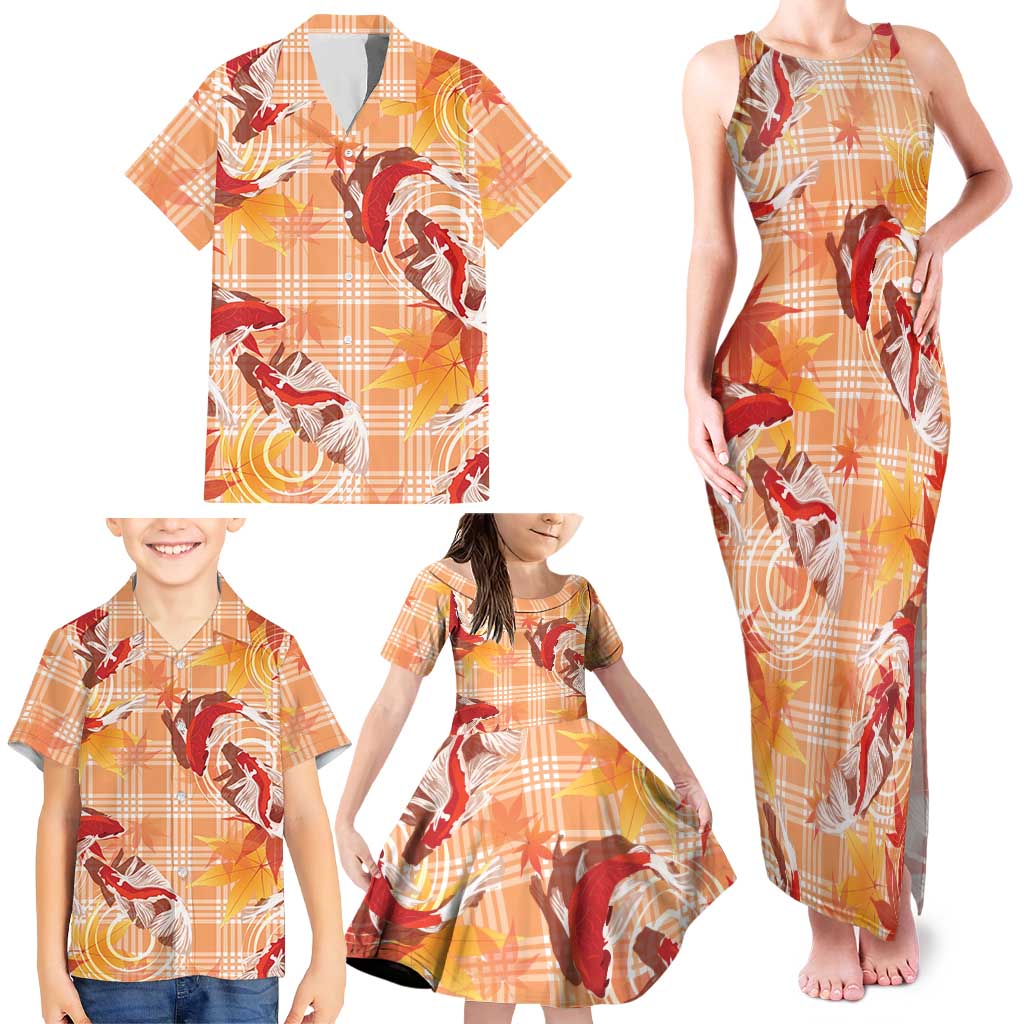 Orange Palaka Hawaii Aloha Family Matching Tank Maxi Dress and Hawaiian Shirt Koi Pond Mix Japanese Maple LT7 - Polynesian Pride