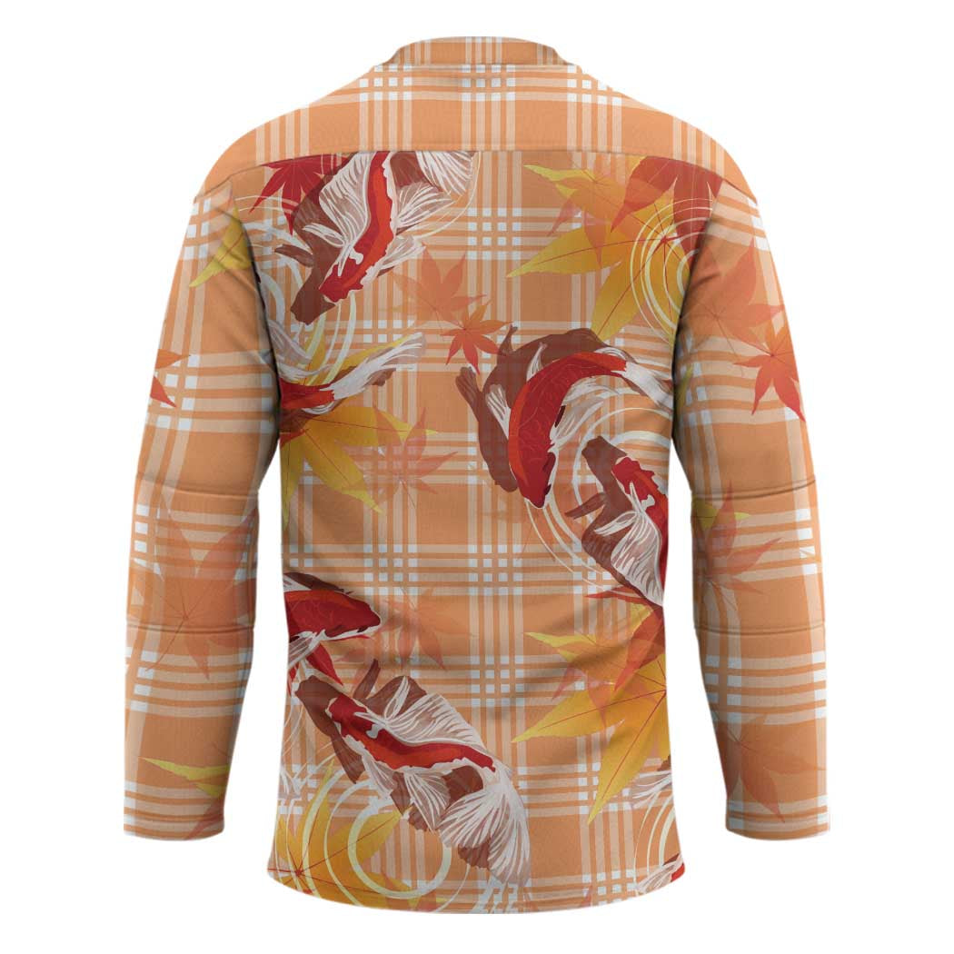 Orange Palaka Hawaii Aloha Hockey Jersey Koi Pond Mix Japanese Maple - Polynesian Pride