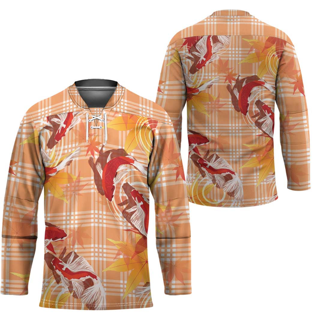 Orange Palaka Hawaii Aloha Hockey Jersey Koi Pond Mix Japanese Maple - Polynesian Pride